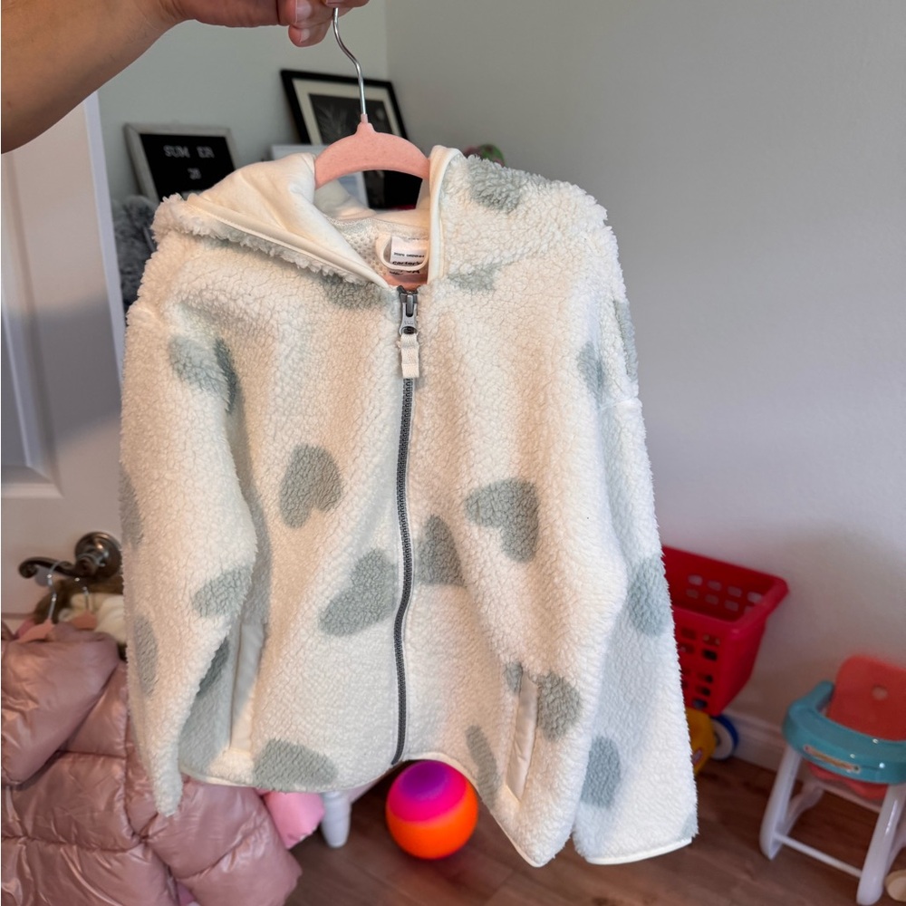 Carter's White and Gray Puffer Jacket with Hood
